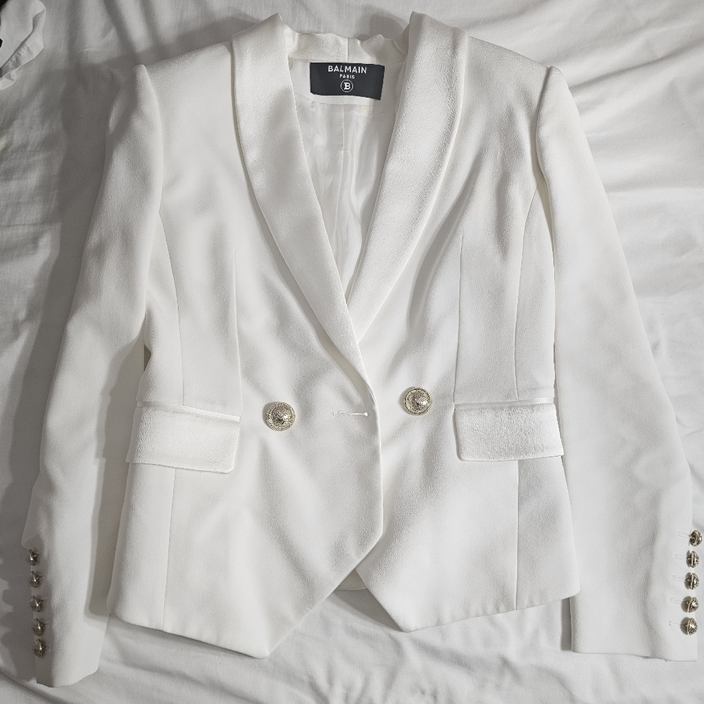 Balmain tuxedo jacket white FR38